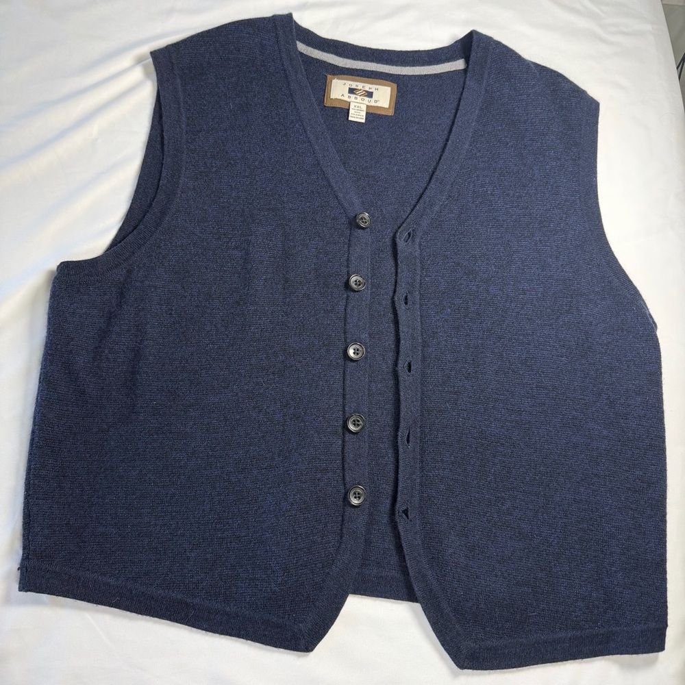 Joseph‎ Abboud Button Sweater Vest Wool Blend Knitted Casual Navy 2X Grandpacore